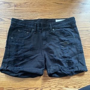 Rag and bone distressed black jean shorts